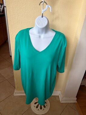 Chico's Teal V-Neck Short Sleeve Top